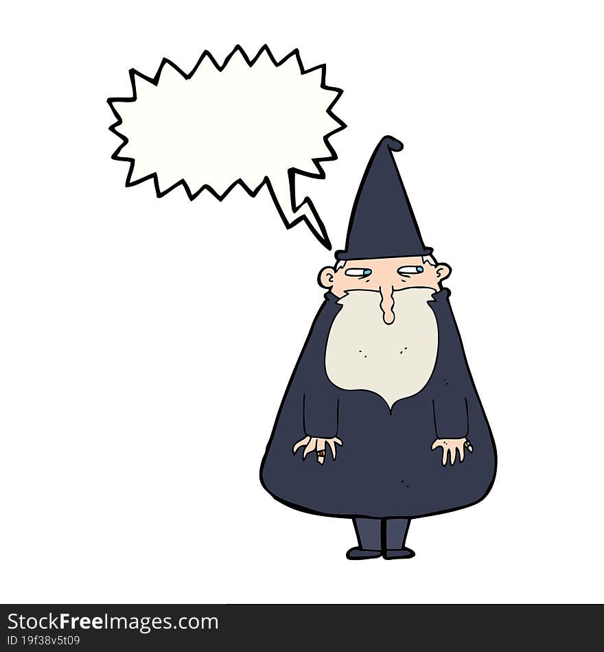 Cartoon Wizard With Speech Bubble