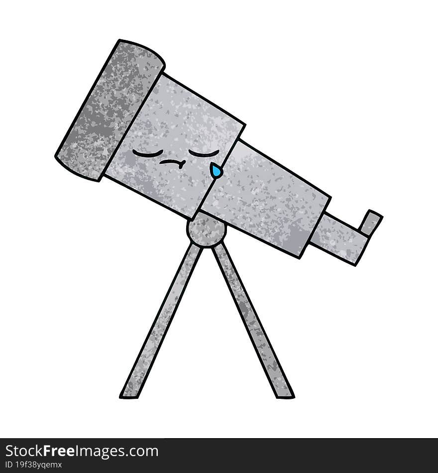 retro grunge texture cartoon telescope