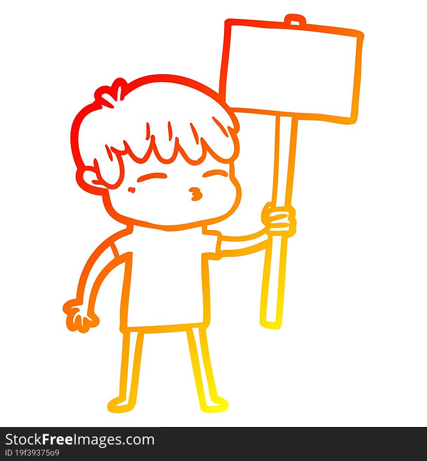 warm gradient line drawing cartoon curious boy