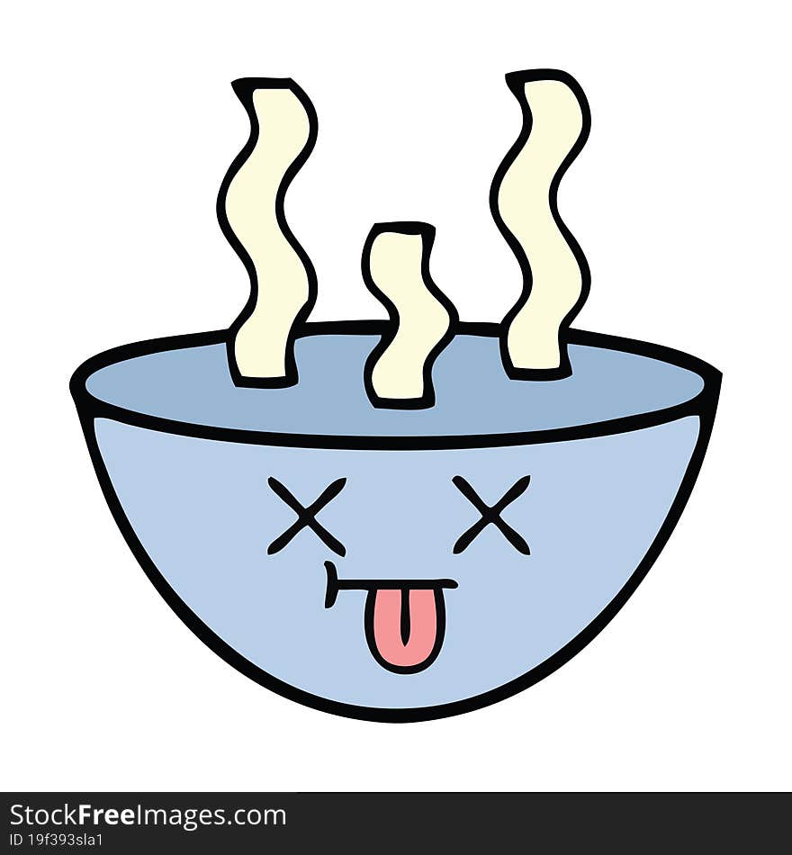 cute cartoon bowl of hot soup