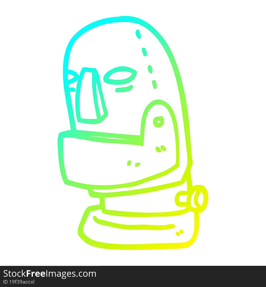 cold gradient line drawing cartoon robot head