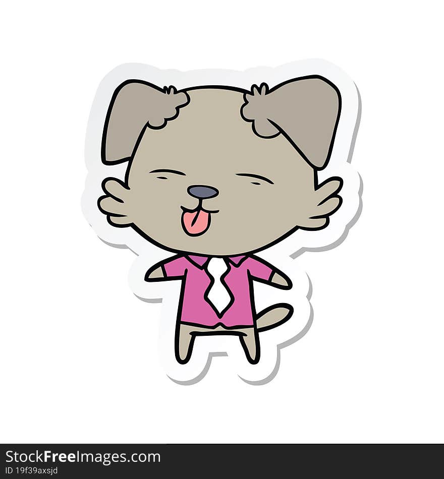 sticker of a cartoon dog in shirt and tie