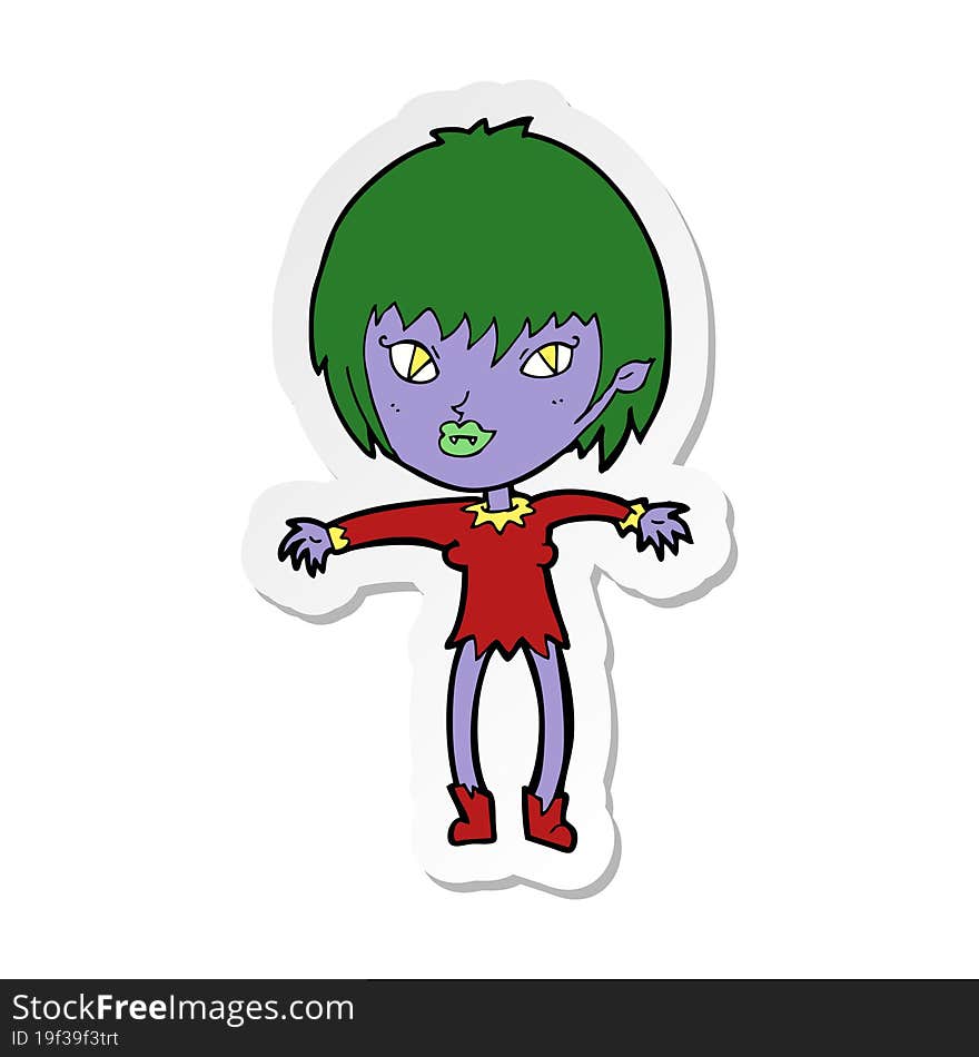 sticker of a cartoon vampire girl