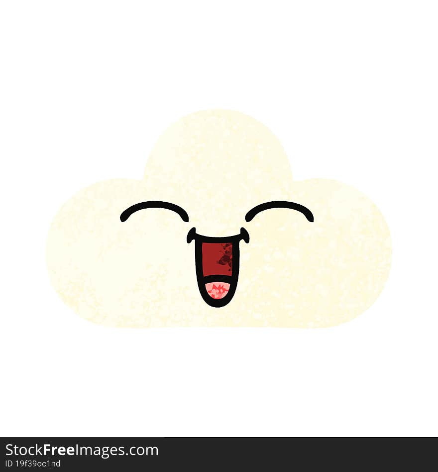 retro illustration style cartoon of a white cloud