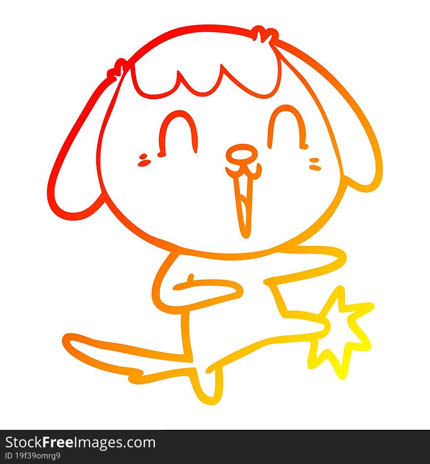 warm gradient line drawing cute cartoon dog