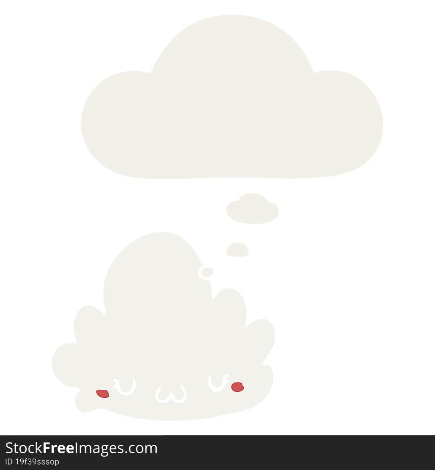 cute cartoon cloud and thought bubble in retro style