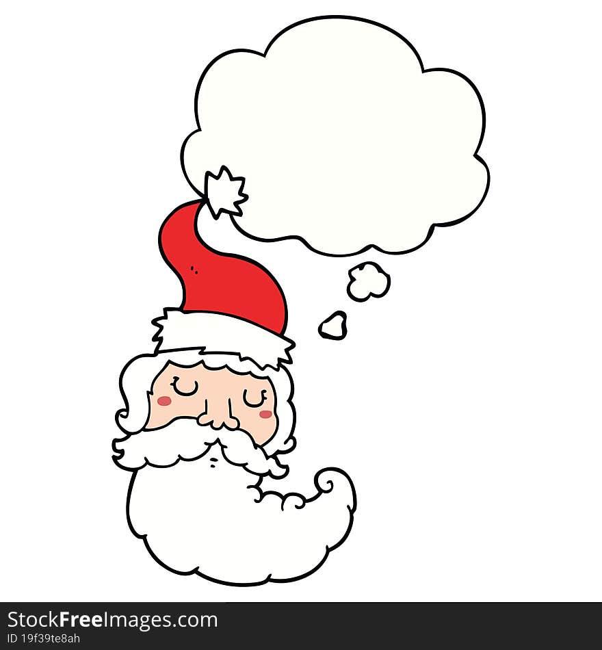 Cartoon Santa Face And Thought Bubble