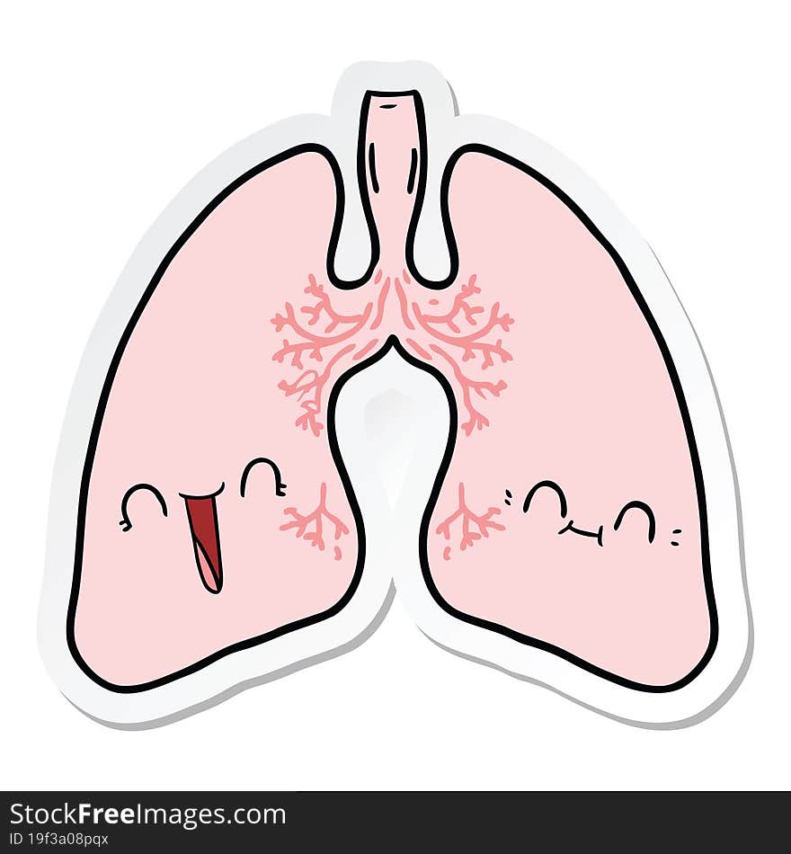 sticker of a cartoon lungs