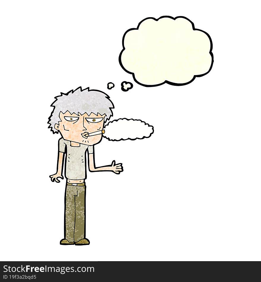 cartoon smoker with thought bubble