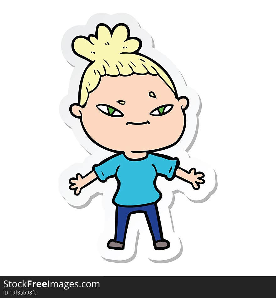 sticker of a cartoon woman