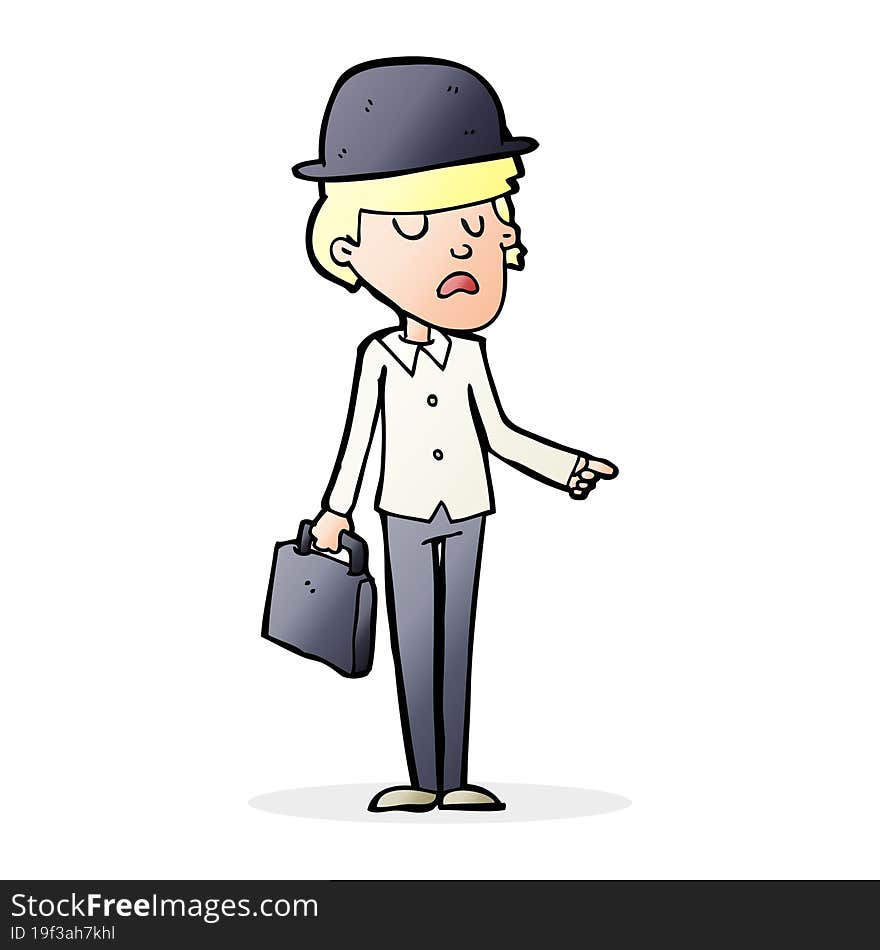 cartoon man in bolwer hat