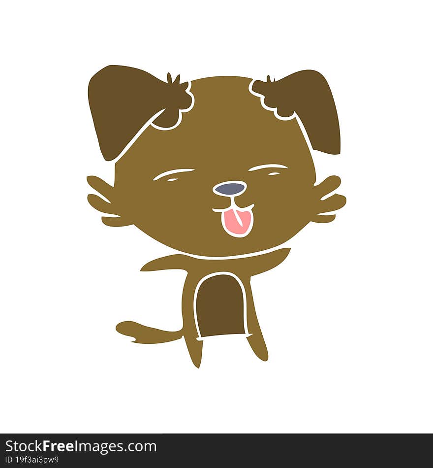 flat color style cartoon dog sticking out tongue