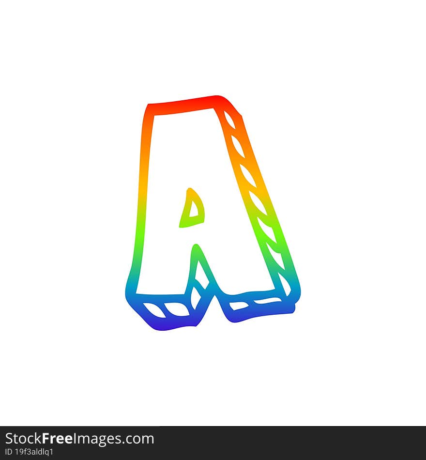 rainbow gradient line drawing of a cartoon letter a