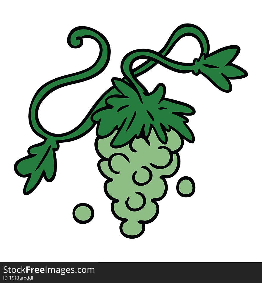 Cartoon Doodle Of Grapes On Vine