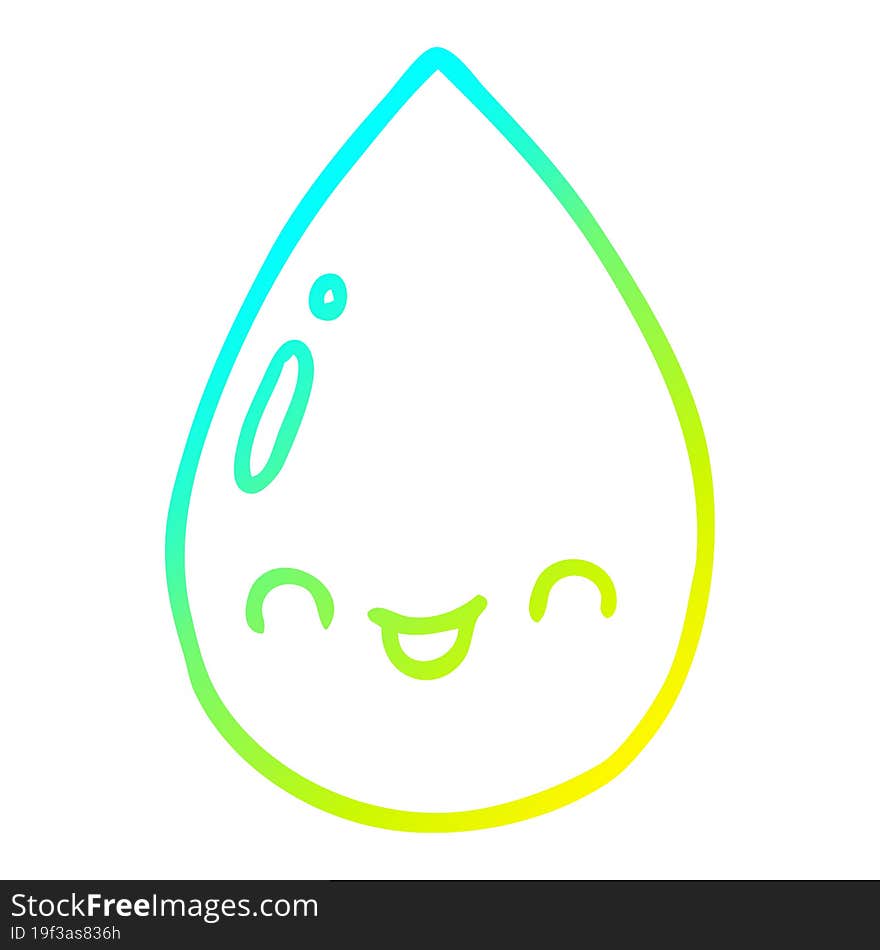 cold gradient line drawing cartoon cute raindrop