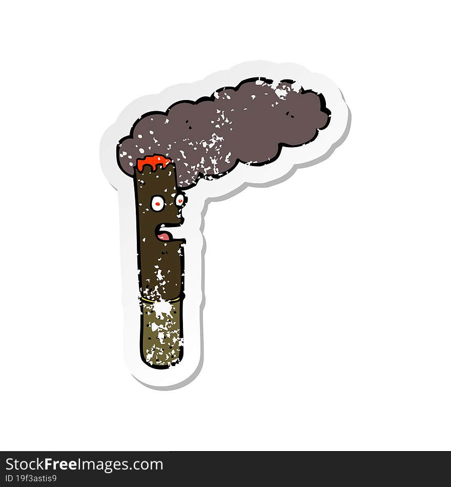 retro distressed sticker of a cartoon cigar