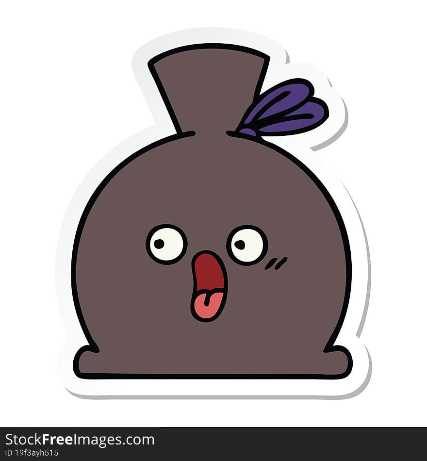 sticker of a cute cartoon sack