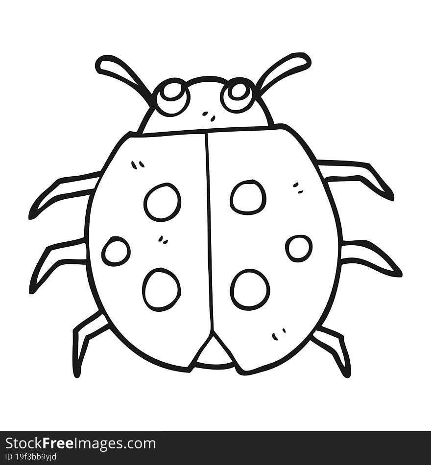 Black And White Cartoon Ladybug