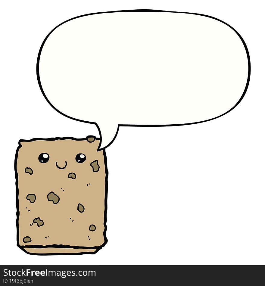 Cartoon Biscuit And Speech Bubble