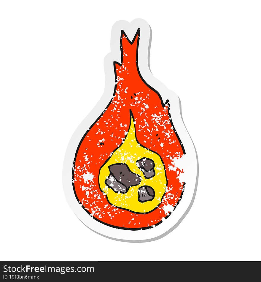 distressed sticker of a cartoon fireball