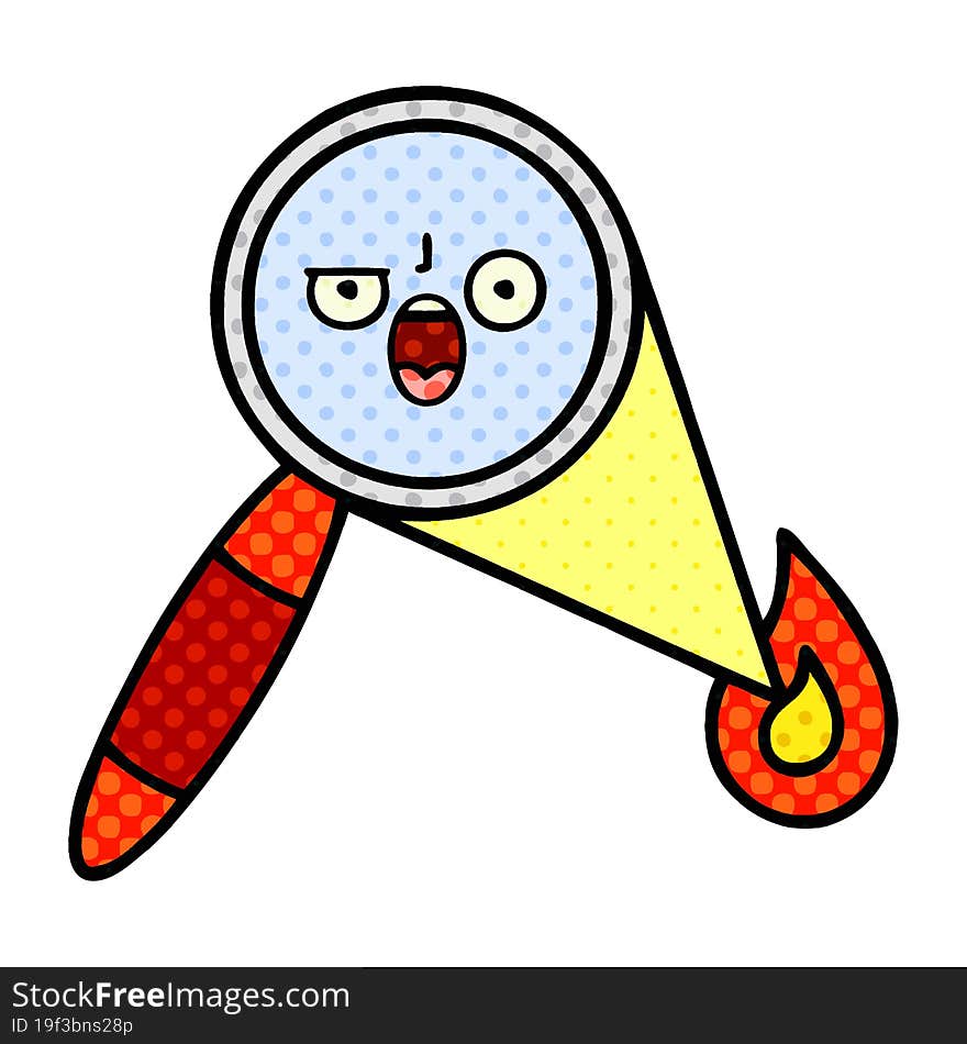 Comic Book Style Cartoon Magnifying Glass