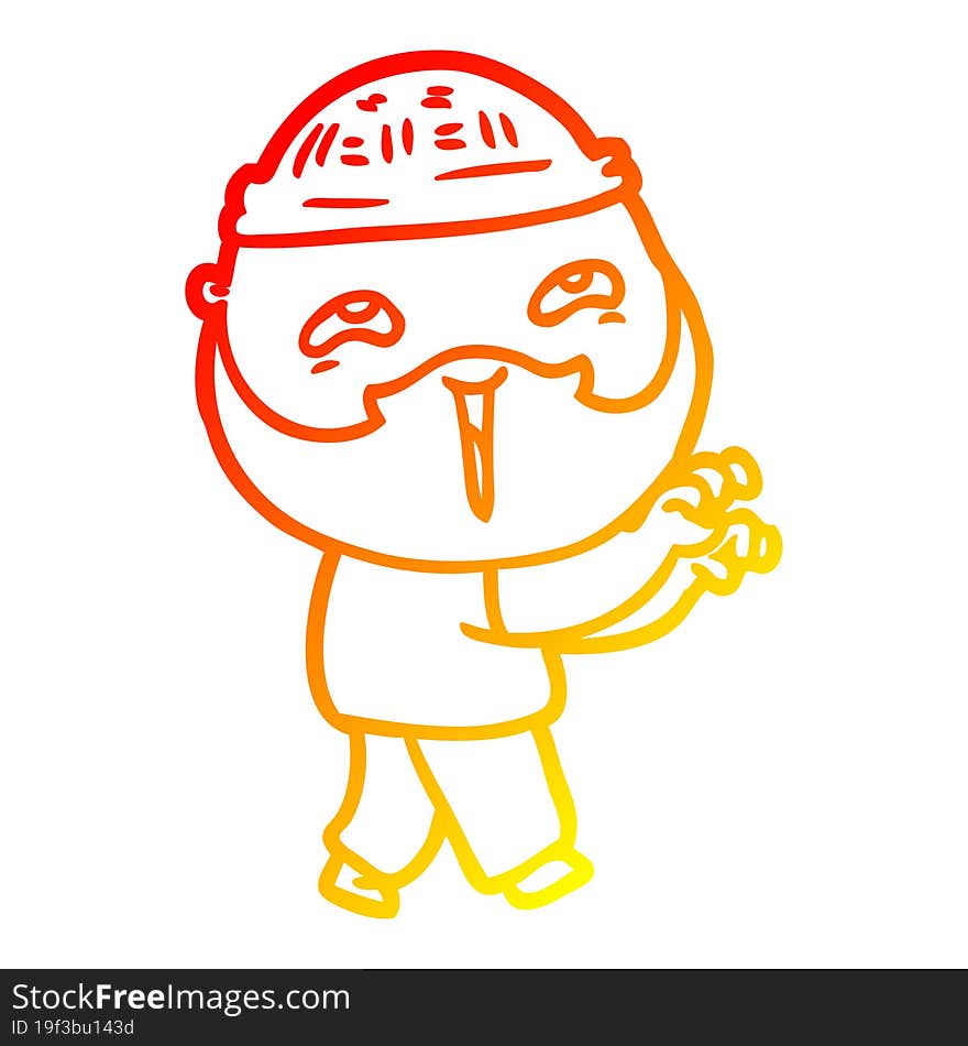 warm gradient line drawing cartoon happy bearded man