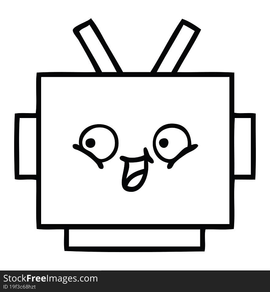 line drawing cartoon robot head