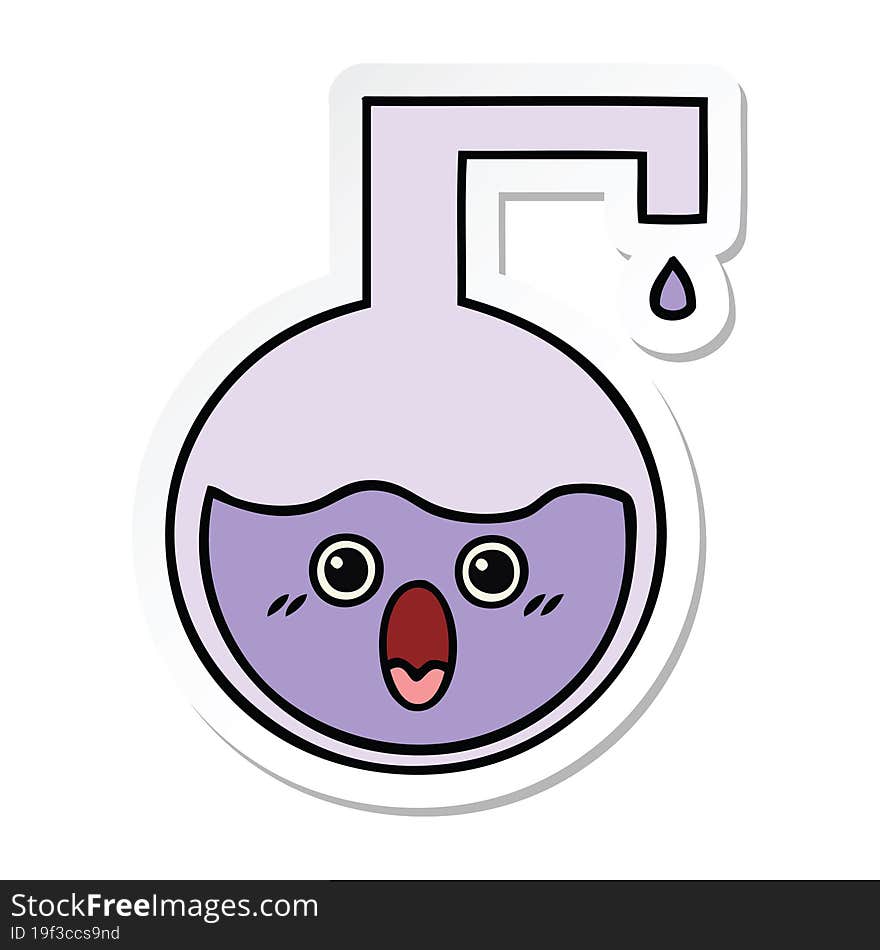 sticker of a cute cartoon science experiment