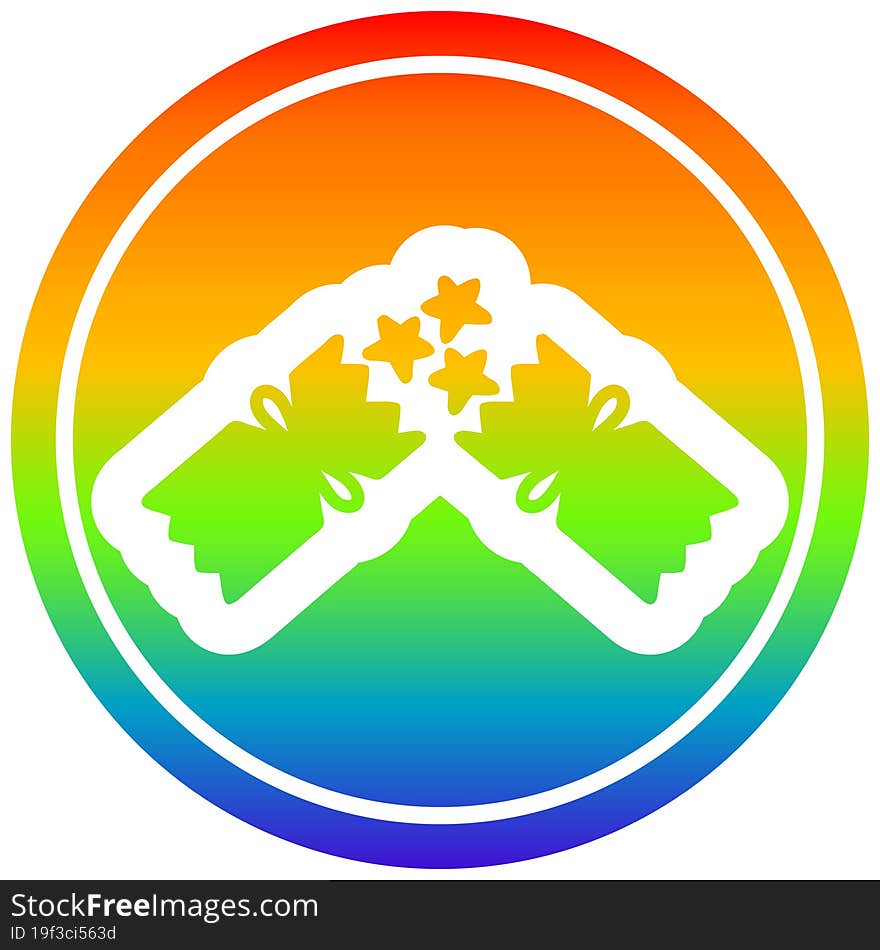 exploding christmas cracker icon with rainbow gradient finish. exploding christmas cracker icon with rainbow gradient finish