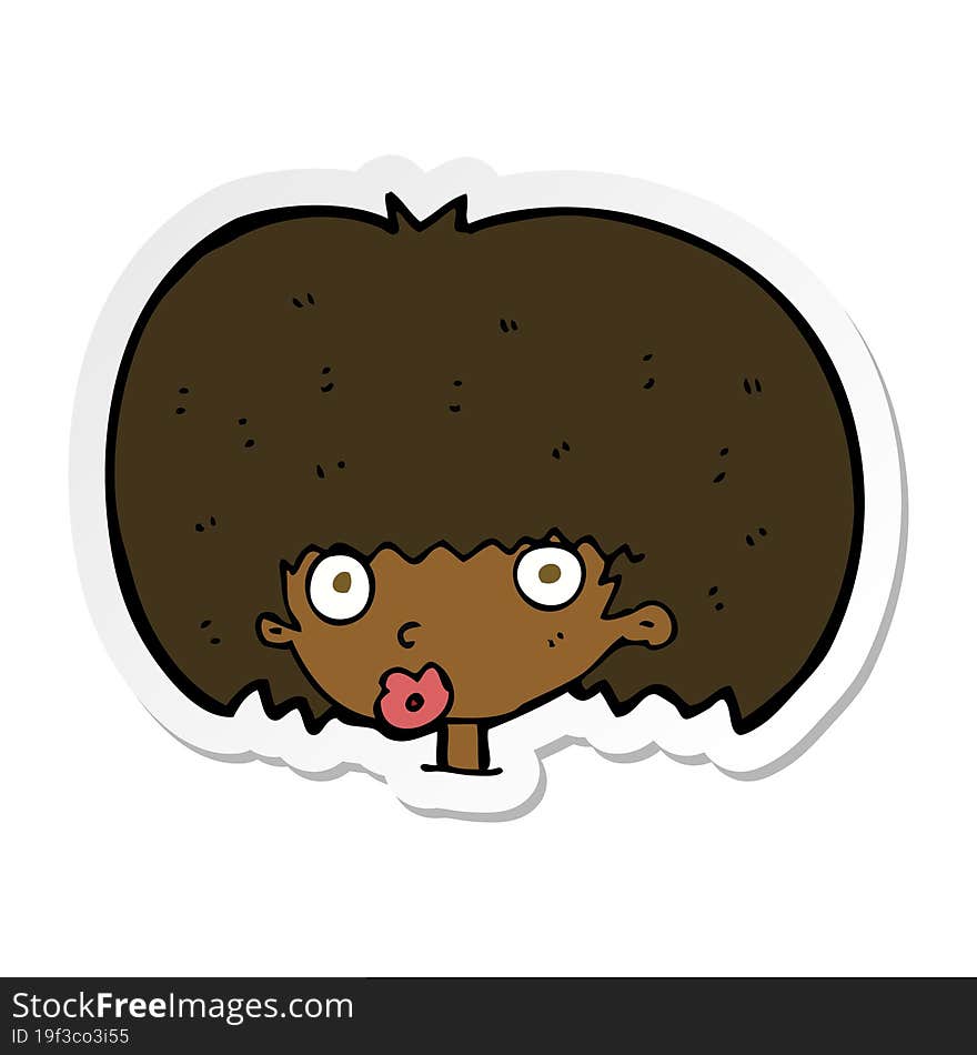 sticker of a cartoon surprised woman