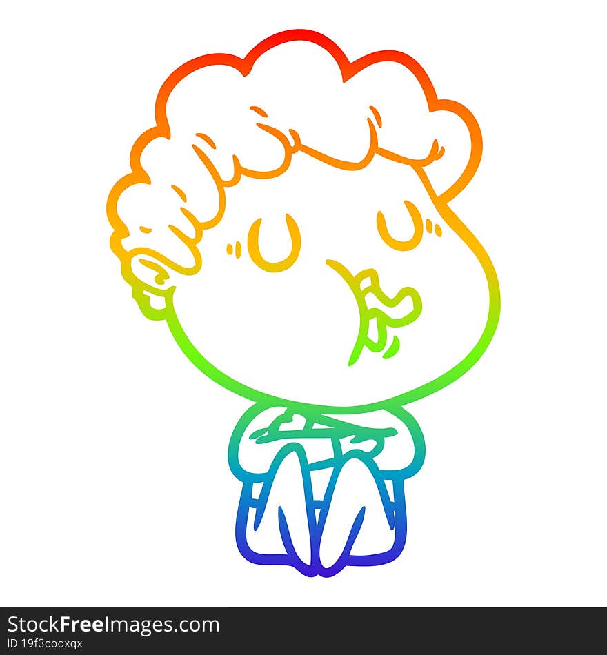 rainbow gradient line drawing cartoon man singing