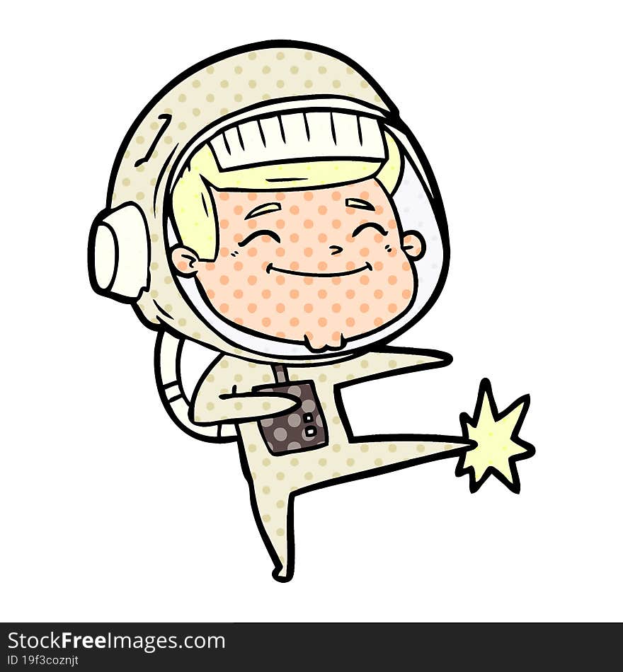 happy cartoon astronaut. happy cartoon astronaut