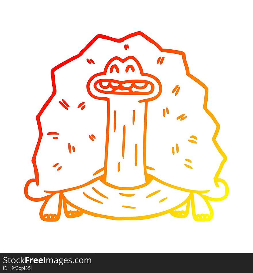 Warm Gradient Line Drawing Funny Cartoon Turtle