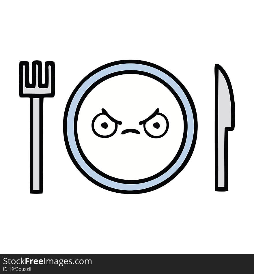 cute cartoon of a dinner plate. cute cartoon of a dinner plate