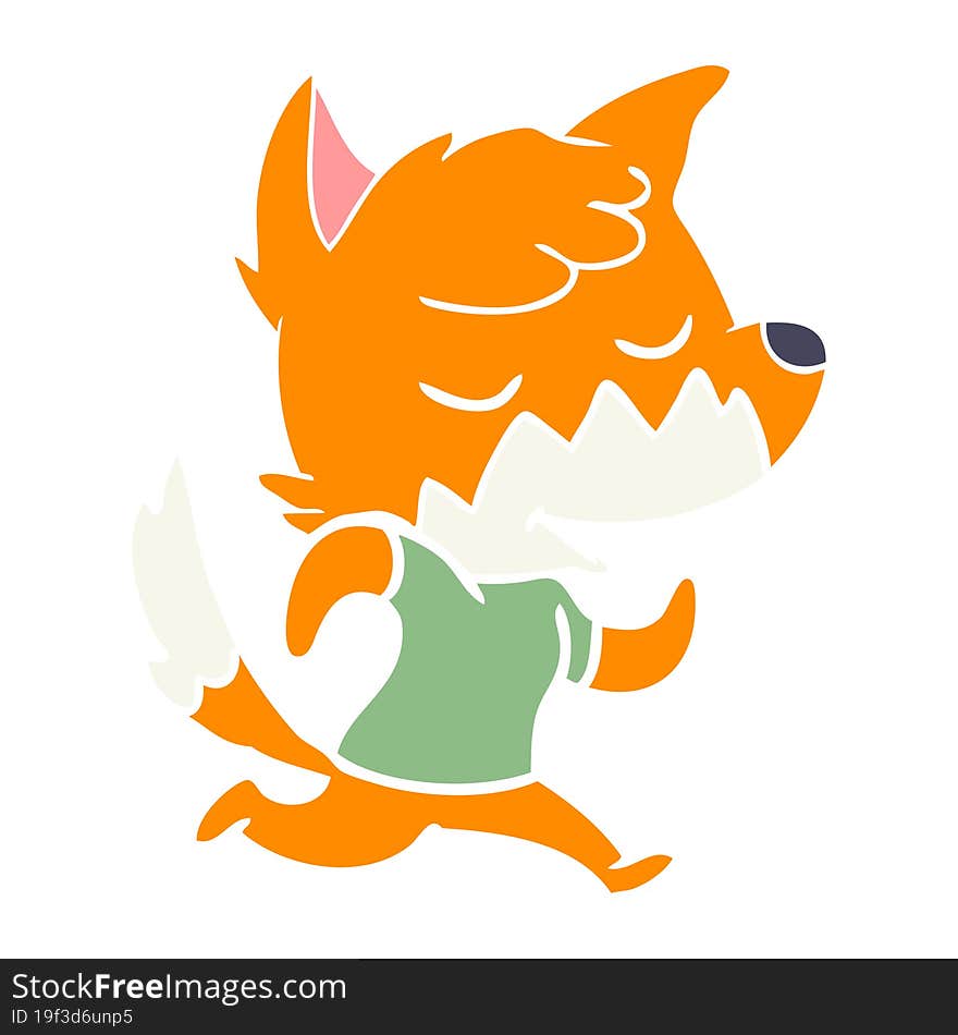 Friendly Flat Color Style Cartoon Fox Running