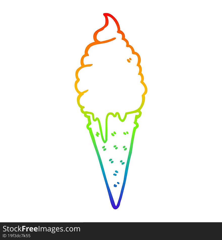 rainbow gradient line drawing cartoon ice cream