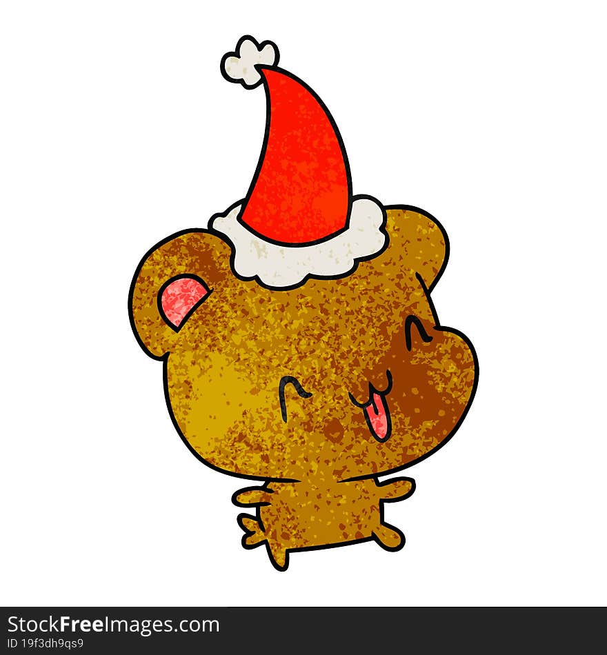 christmas textured cartoon of kawaii bear