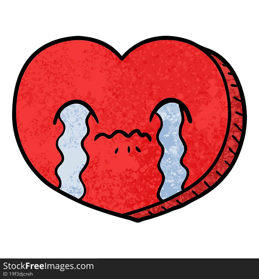 cartoon crying love heart. cartoon crying love heart