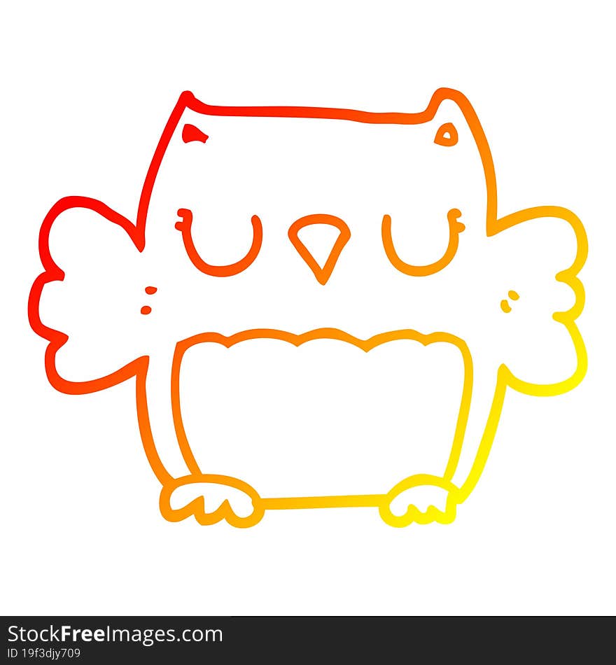 warm gradient line drawing cute cartoon owl