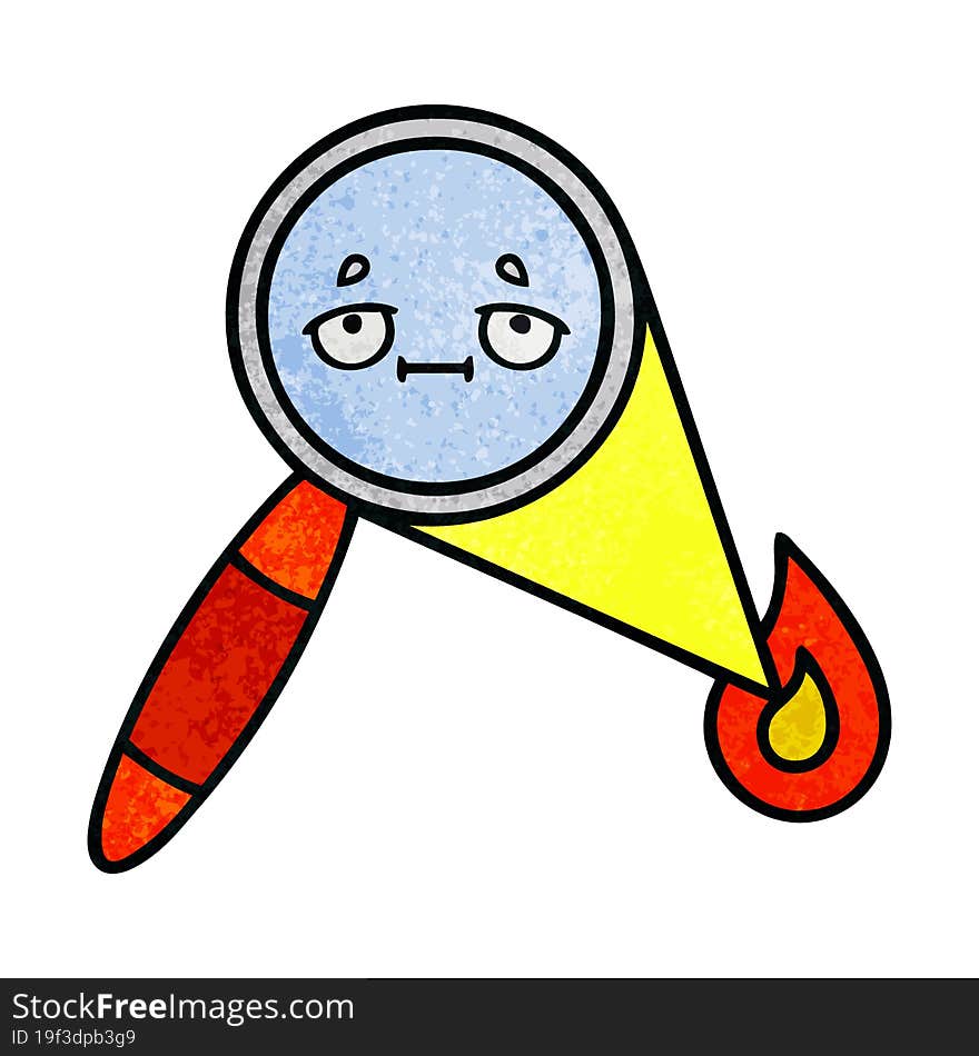 retro grunge texture cartoon magnifying glass