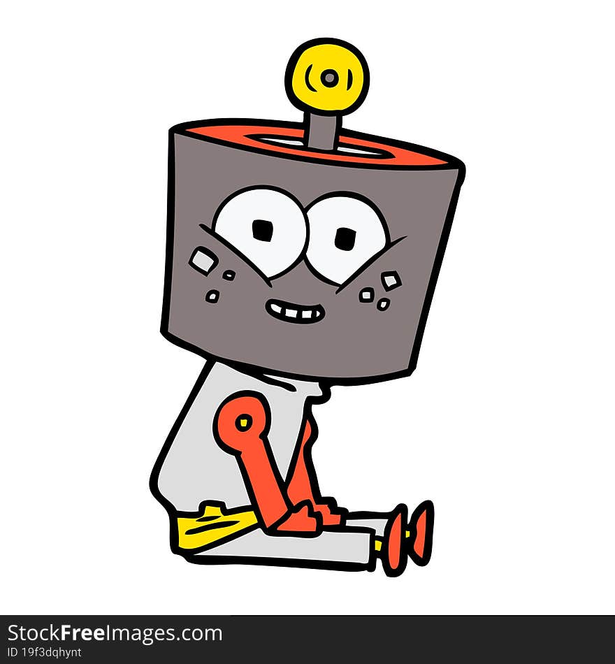 happy cartoon robot. happy cartoon robot