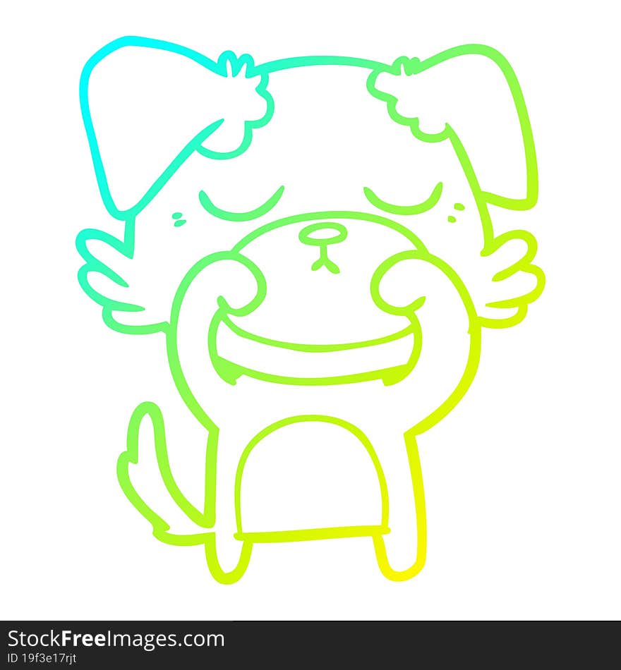 cold gradient line drawing of a cute cartoon dog