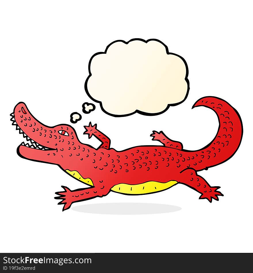 cartoon crocodile with thought bubble