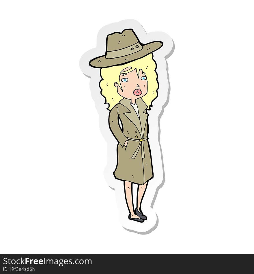 sticker of a cartoon woman wearing sensible hat