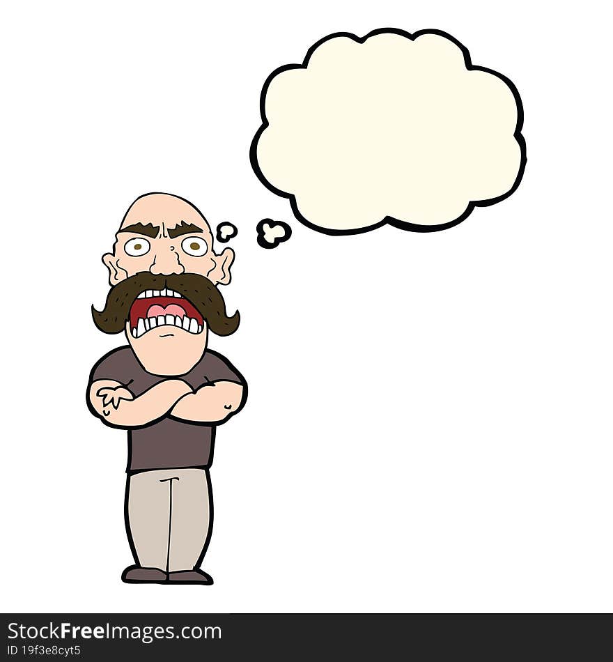 cartoon angry man with thought bubble