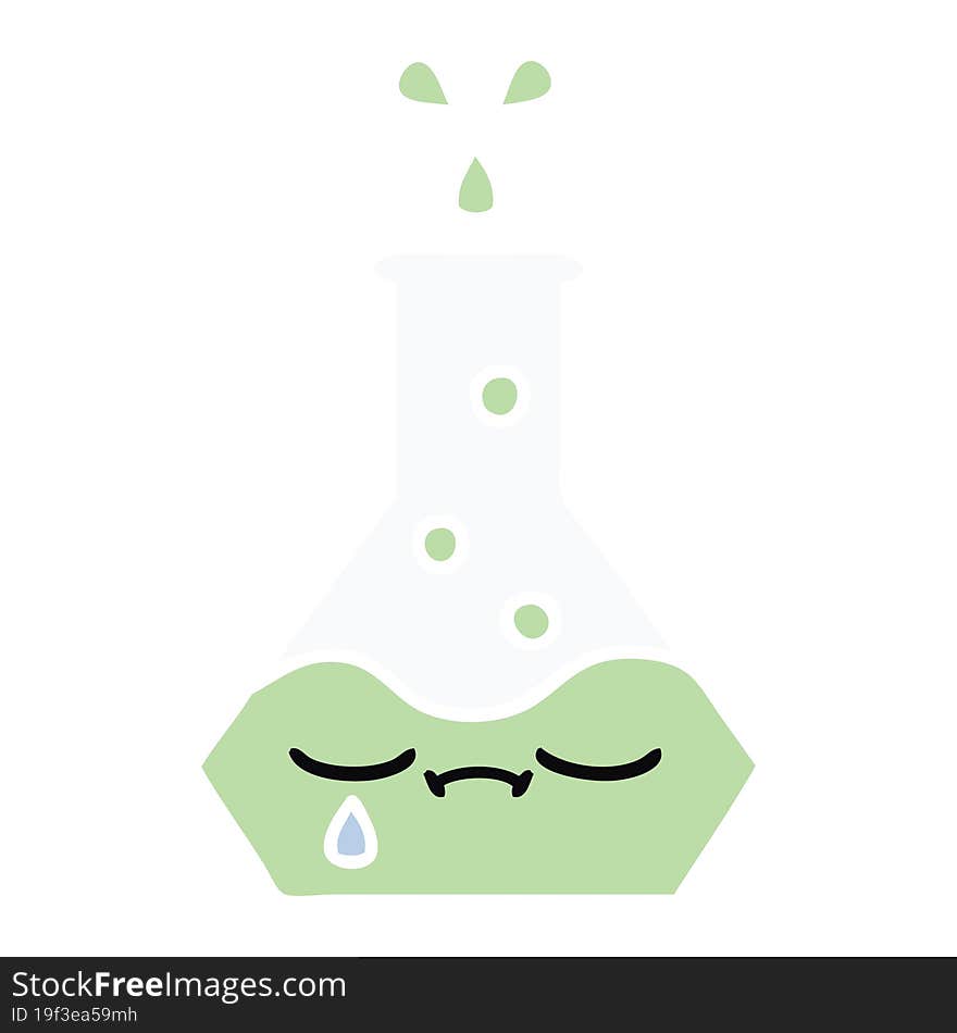 Flat Color Retro Cartoon Science Beaker