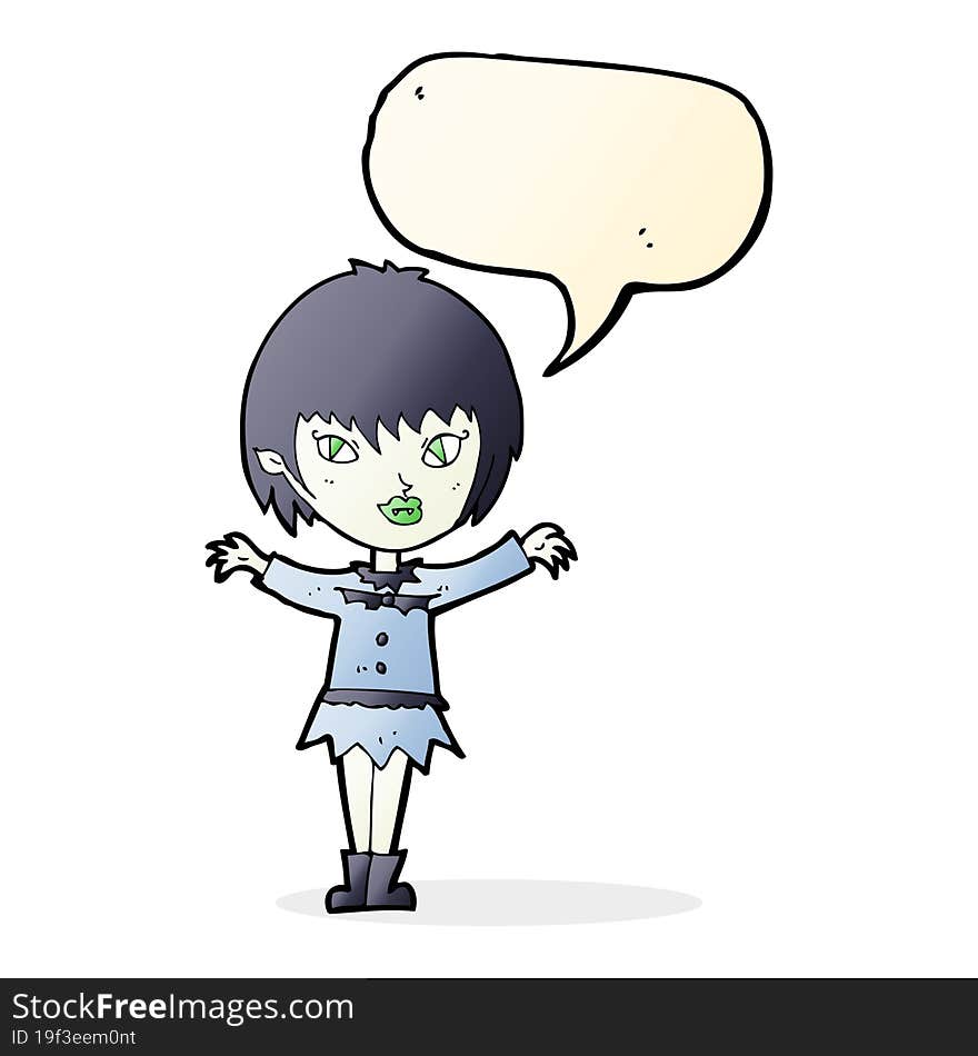 cartoon vampire girl with speech bubble