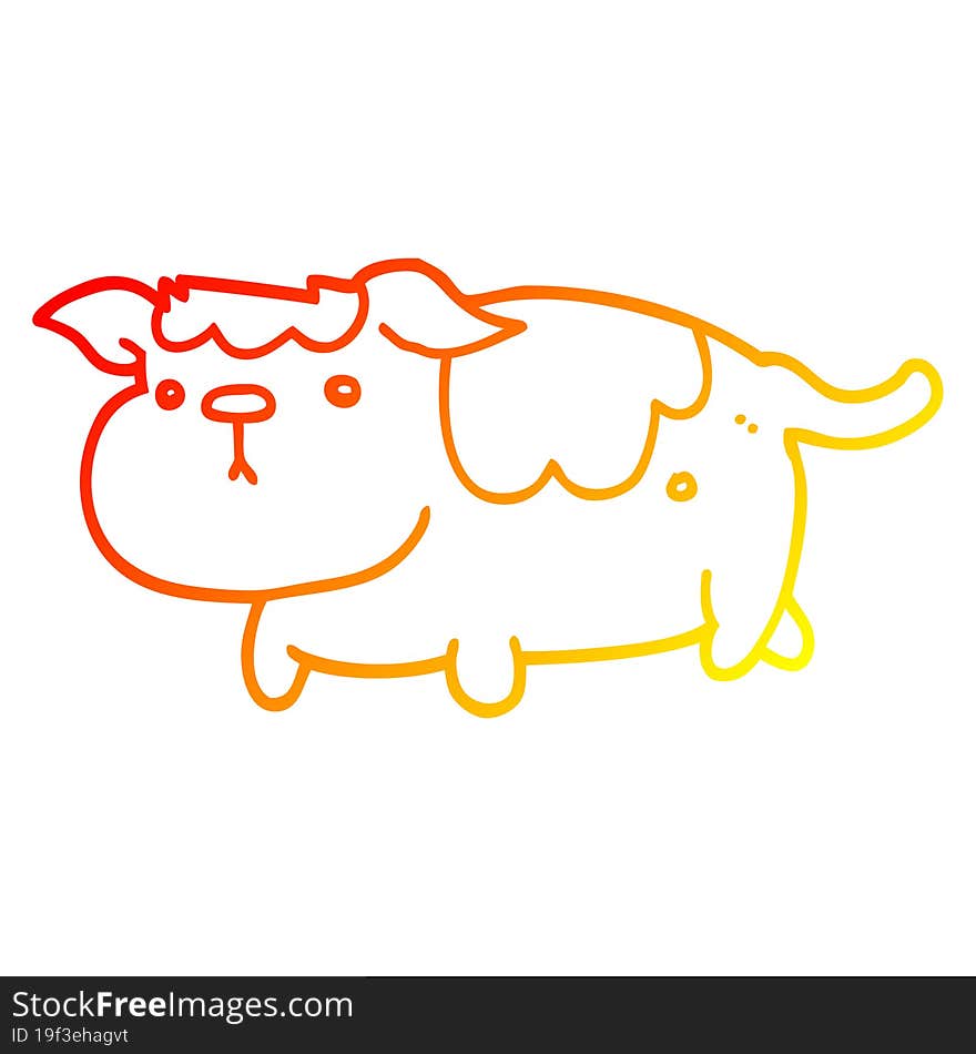 Warm Gradient Line Drawing Cartoon Dog