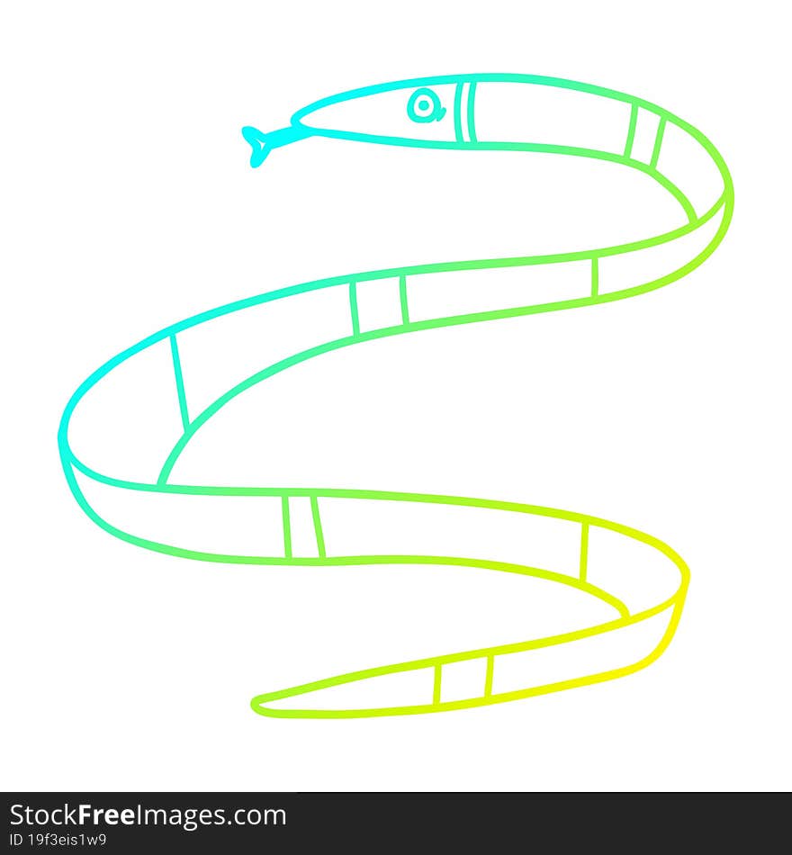 Cold Gradient Line Drawing Cartoon Sea Snake