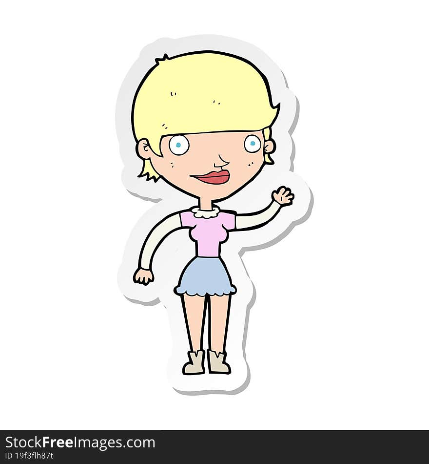 Sticker Of A Cartoon Woman With Idea